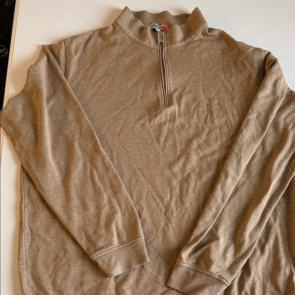 Men's Tan Peter Millar Half-Zip Sweater